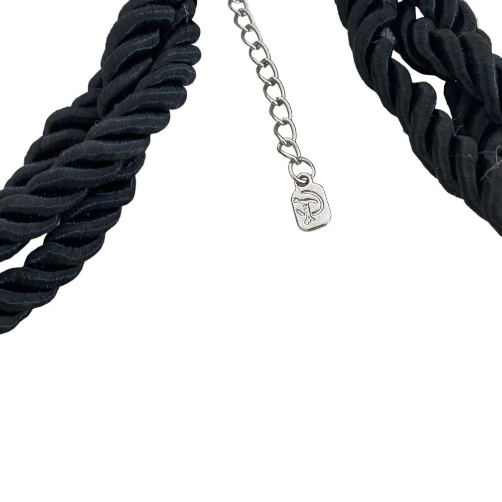 YOU & I satin Rope collar black necklace faux pearls chunky - Picture 7 of 7
